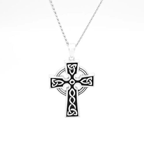 Celtic Cross Pendant in Oxidized Sterling Silver