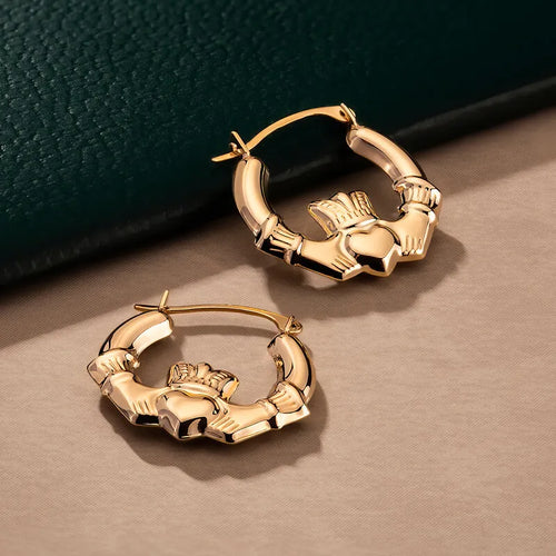 Gold Claddagh Small Hoop Earrings