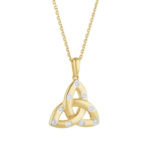 Gold Trinity Knot Necklace With Diamonds
