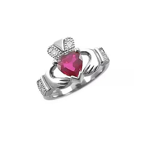 Irish Claddagh Ring with Precious Gemstone Heart And Diamonds