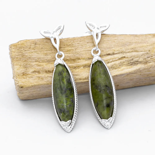 Connemara Marble Trinity Knot Marquise Earrings