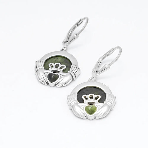 Connemara Marble Claddagh Drop Earrings