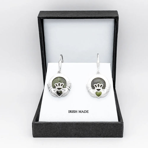 Connemara Marble Claddagh Drop Earrings
