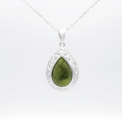 Connemara Marble Teardrop Celtic Pendant
