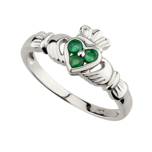 Gold Emerald Claddagh Ring