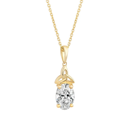Lab Diamond Gold Trinity Knot Necklace