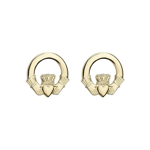 Gold Claddagh Stud Earrings