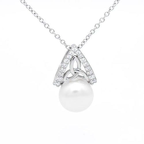 Silver Trinity Knot Pearl Pendant