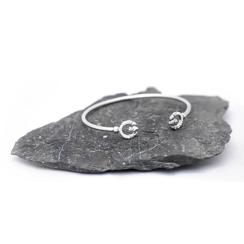 Silver Claddagh Bangle With Crystals