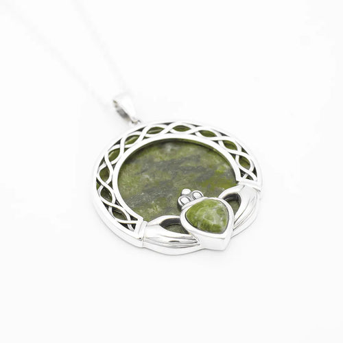 Connemara Marble Sterling Silver Claddagh Pendant