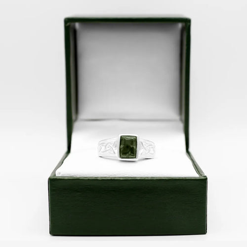 Connemara Marble Sterling Silver Celtic Knot Ring