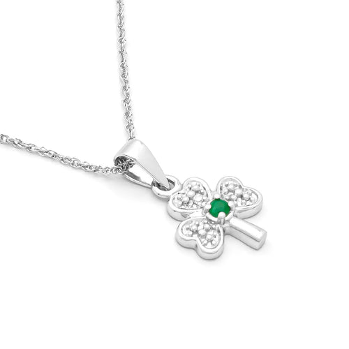 Emerald and Diamond Shamrock Necklace