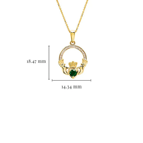 Emerald Diamond Claddagh Pendant