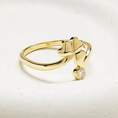 Gold and Lab-Diamond Shamrock Ring
