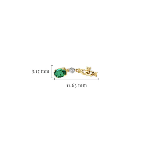 Gold Claddagh Bracelet With Lab Emeralds and Lab Diamonds