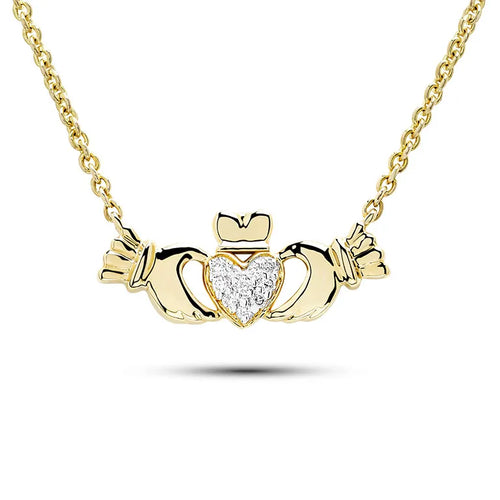 Gold Lab Diamond Claddagh Necklace