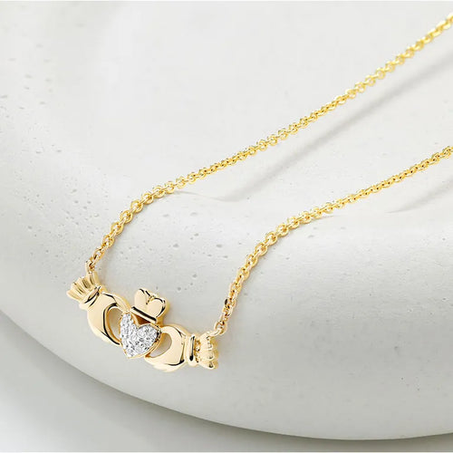 Gold Lab Diamond Claddagh Necklace