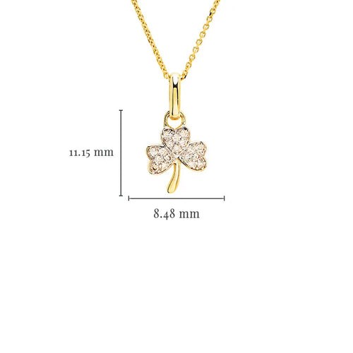 Gold Shamrock Necklace With Lab-Diamonds