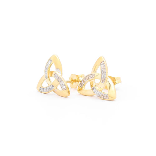 Diamond Celtic Trinity Knot Stud Earrings