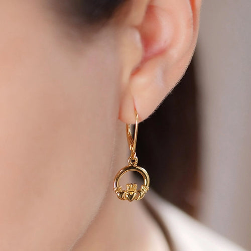 Gold Vermeil Claddagh Drop Earrings