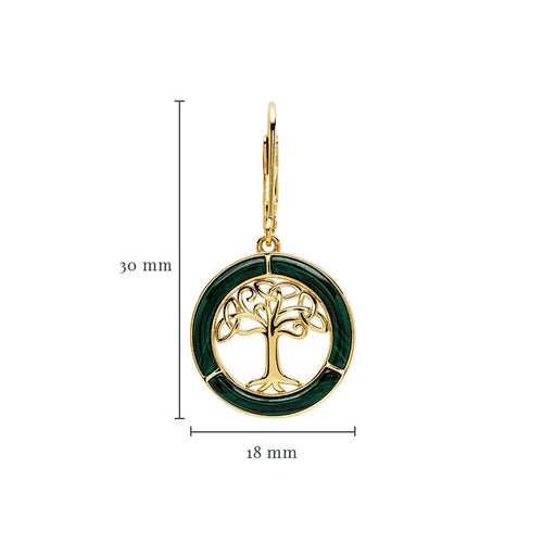 Gold Vermeil Malachite Tree of Life Earrings