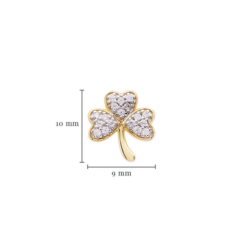Gold Vermeil Shamrock Earrings With Cubic Zirconia