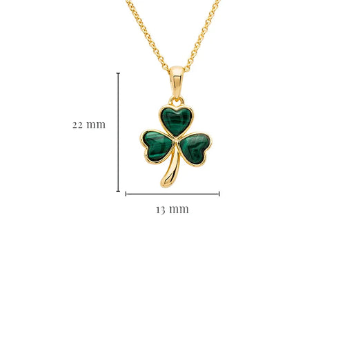 Gold Vermeil Shamrock Necklace With Green Malachite