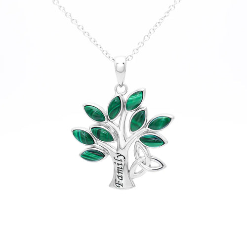 Sterling Silver Tree of Life Malachite Pendant