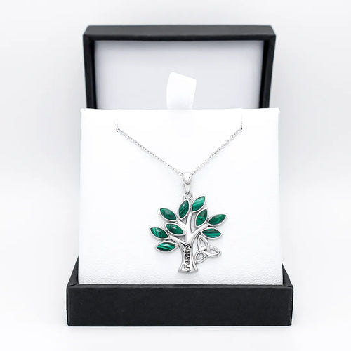 Sterling Silver Tree of Life Malachite Pendant