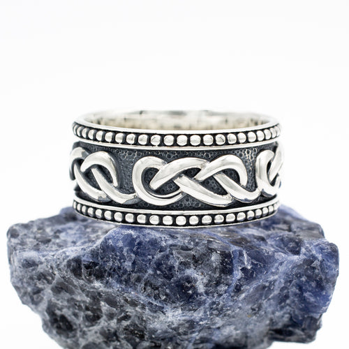 Mens Oxidized Silver Celtic Infinity Knot Ring