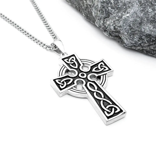 Celtic Cross Pendant in Oxidized Sterling Silver