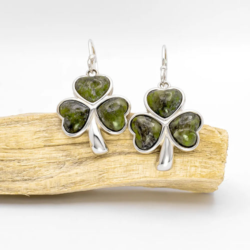 Connemara Marble Sterling Silver Shamrock Earrings