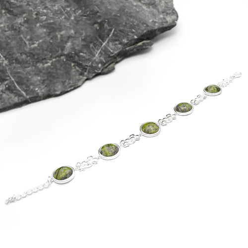 Connemara Marble Sterling Silver Shamrock Bracelet