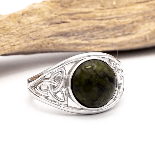 Connemara Marble Celtic Trinity Knot Ring