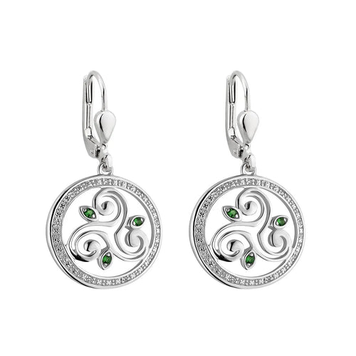 Silver Celtic Spiral Drop Earrings