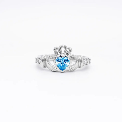 Birthstone Claddagh Ring - Love, Loyalty, Friendship