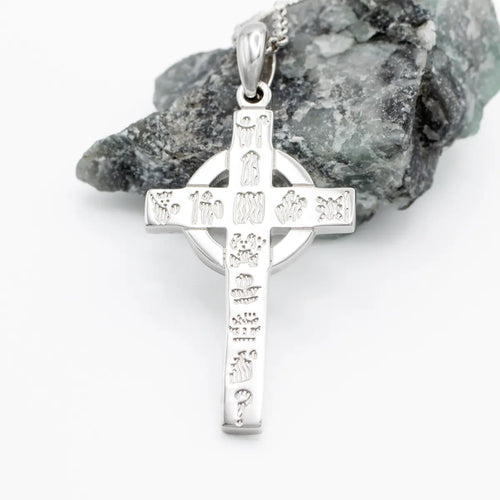 Silver History of Ireland Small Celtic Cross Pendant