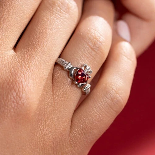 Silver Claddagh Birthstone Ring
