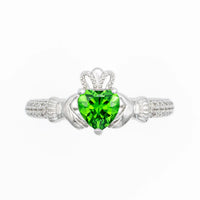 Silver Claddagh Birthstone Ring