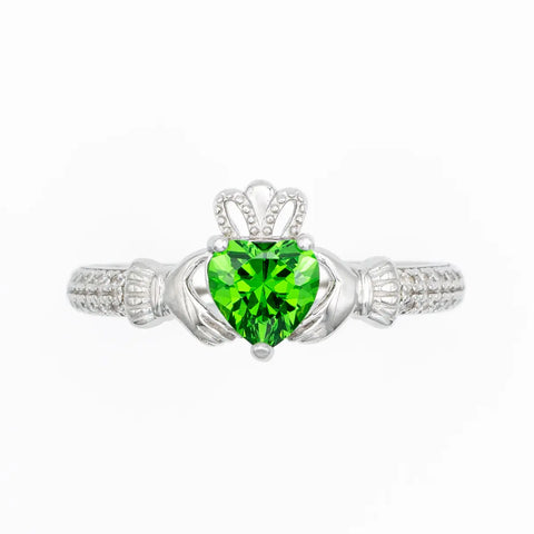 Silver Claddagh Birthstone Ring