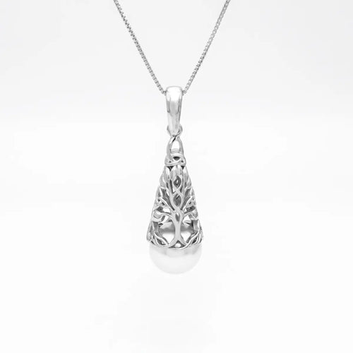 Silver Celtic Tree of Life Pendant with Pearl