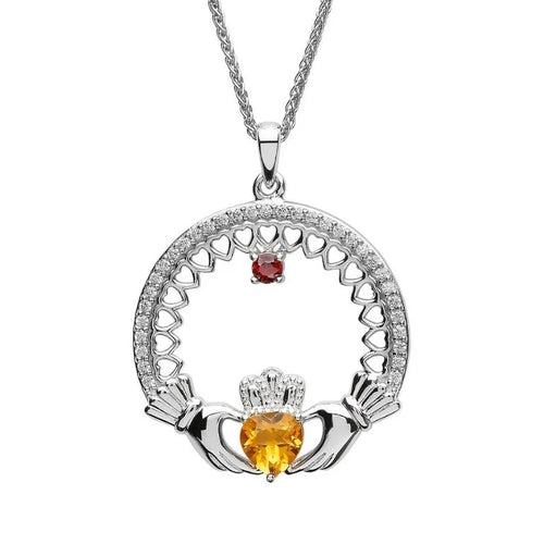 Birthstone Family Claddagh Pendant