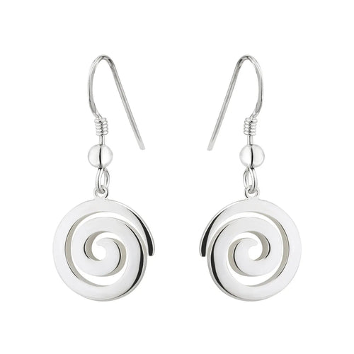 Celtic Spiral Drop Earrings in Sterling Silver