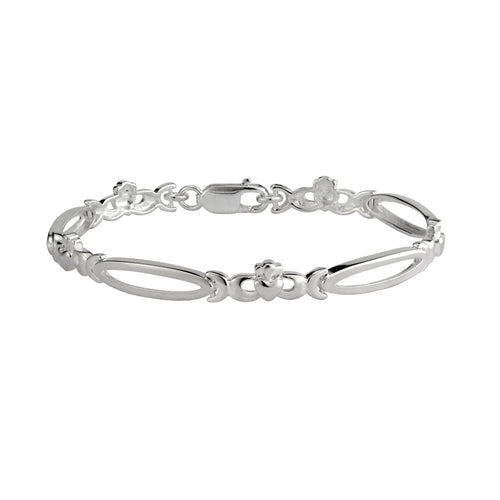 Silver Irish Claddagh Link Bracelet