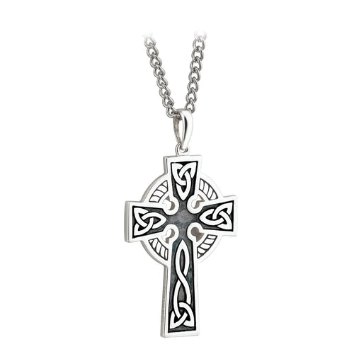 Oxidized Sterling Silver Double Sided Celtic Cross Pendant