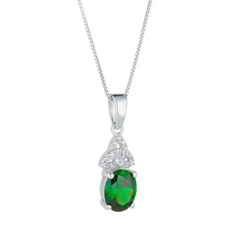 Silver Birthstone Trinity Knot Necklace