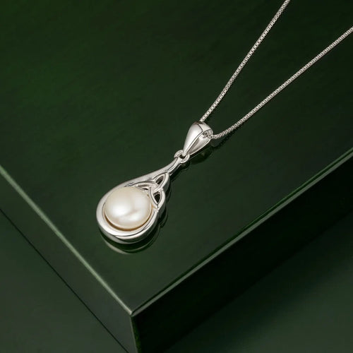 Sterling Silver Trinity Knot Pendant With Freshwater Pearl