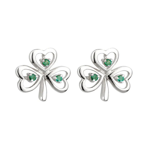 Emerald Shamrock Stud Earrings