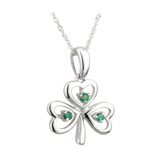 Gold Emerald Shamrock Necklace