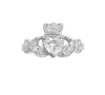 Irish Claddagh Engagement Ring With Gemstone Heart And Diamonds